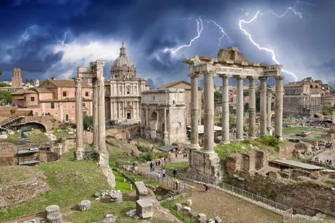 Beautiful view of imperial forum in rome Stock Photos