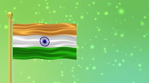 Beautiful view of indian flag waving in green background with bright moving.. Stock Footage 312518853