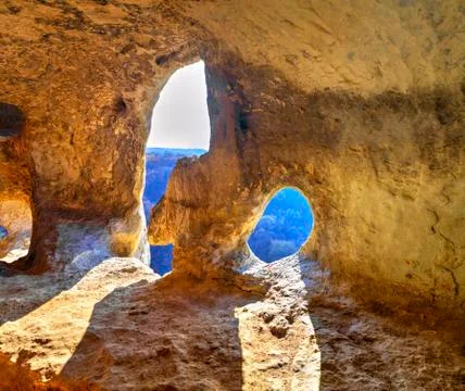 Beautiful view from inside of the cave Stock Photos