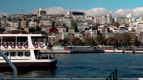 Beautiful view of Istanbul from the deck of a ship Stock Footage 281640782