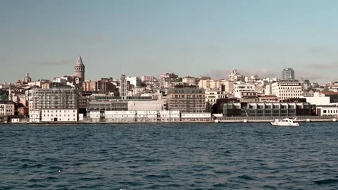 Beautiful view of Istanbul from the deck of a ship Stock Footage 281644466