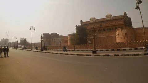Beautiful view on Junagarh Fort in centre of Bikaner Stock Footage 90829317