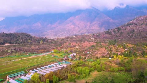 Beautiful View in Kashmir Valley Gulmarg, Dal Lake, Garden View From Drone Stock Footage 268421663