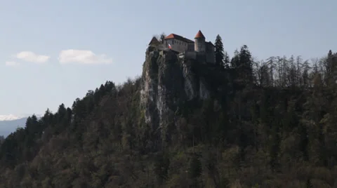 Beautiful view of Lake Bled with Bled castle Stock Footage 36909855