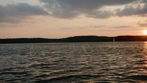 Beautiful view of the lake during sunset Stock Footage 201192299