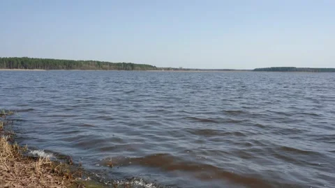 Beautiful view of the lake with waves Video stock 161314984