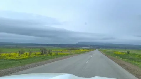 Beautiful view landscape from inside a car on road,Travel and vacation concept Stock Footage 262245725