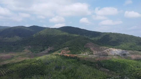 Beautiful view of the large mountains in South Kalimantan which are filled .. Stock Footage 287740240