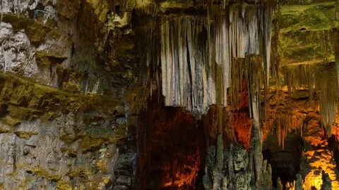 Beautiful view lighting cave- Grotte di Castellana, Italy 스톡 동영상 80161785