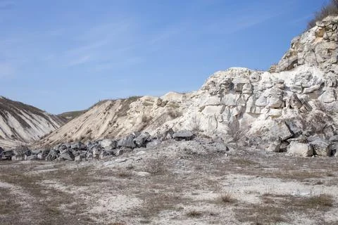 Beautiful view of limestone quarry. Stock Photos