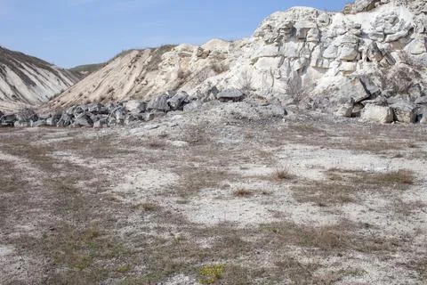 Beautiful view of limestone quarry. Stock Photos