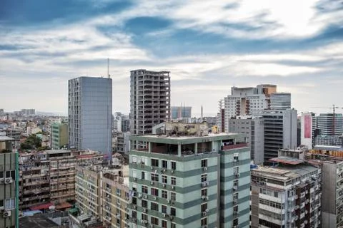 Beautiful view of Luanda city, difference between worlds, the degraded and th Stock Photos