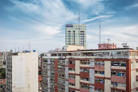 Beautiful view of Luanda city, difference between worlds, the degraded and th Stock Photos