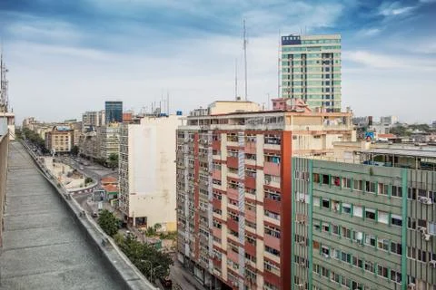 Beautiful view of Luanda city, difference between worlds, the degraded and th Stock Photos