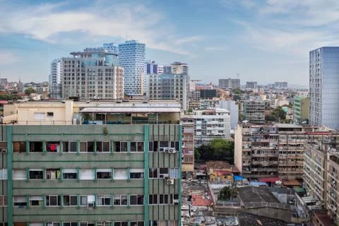 Beautiful view of Luanda city, difference between worlds, the degraded and th Stock Photos