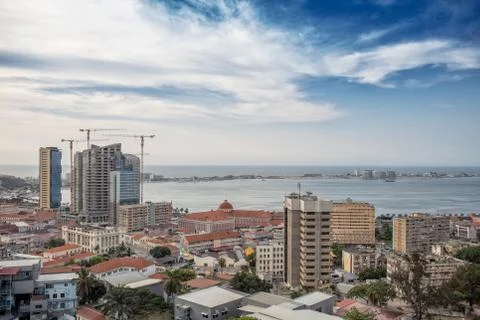Beautiful view of Luanda city, difference between worlds, the degraded and th Stock Photos