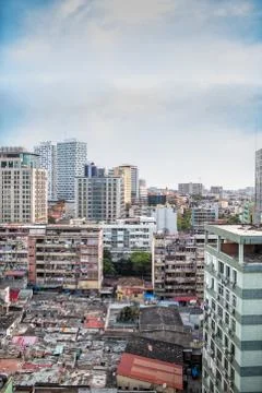 Beautiful view of Luanda city, difference between worlds, the degraded and th Stock Photos