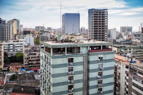 Beautiful view of Luanda city, difference between worlds, the degraded and th Stock Photos