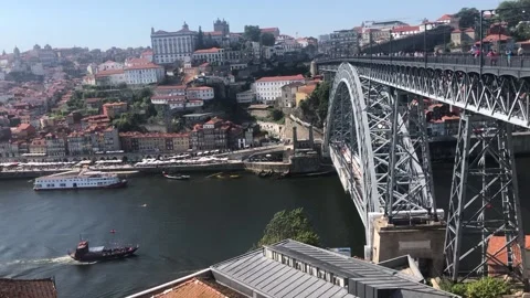Beautiful view of Luís I Bridge Stock Footage 197510084