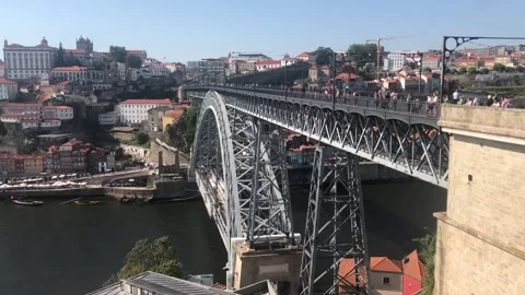 Beautiful view of Luís I Bridge Stock Footage 197510088