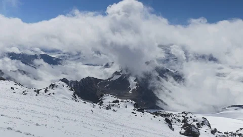 Beautiful view of the Main Caucasian Range. From the slopes of Elbrus, the point Video stock 95161252
