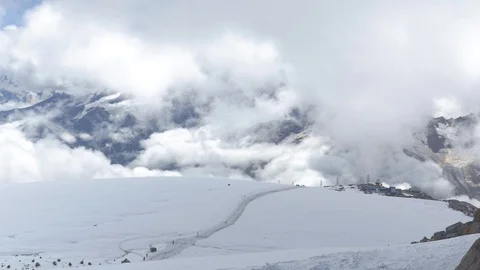 Beautiful view of the Main Caucasian Range. From the slopes of Elbrus, the point Stock Footage 95163516