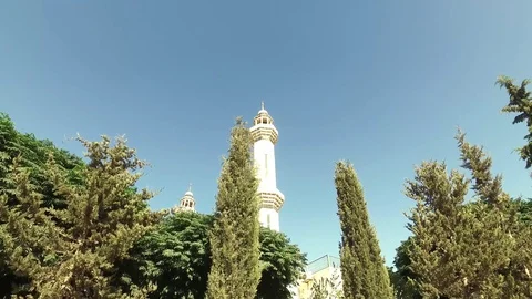 Beautiful view of the minaret through the trees 2. Video stock 78989415