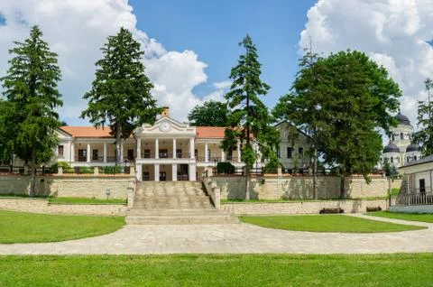 Beautiful view of monastic building inside Capriana Monastery, Republic of Mo Stock Photos