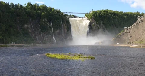 Beautiful view of Montmorency Waterfall in Quebec Stock Footage 252154016