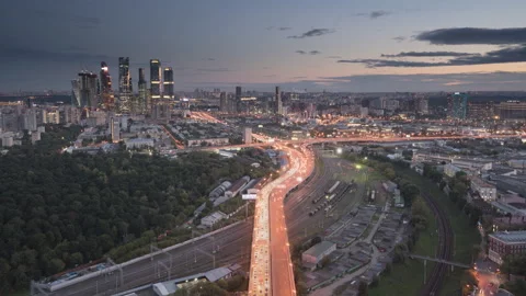 Beautiful view of Moscow in the evening Stock Footage 162973010