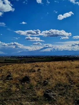 Beautiful view of Mount Ararat, beautiful mountain landscape, vertical photo Stock Photos