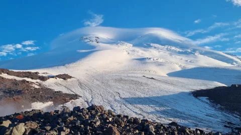 Beautiful view of Mount Elbrus. Landscape and nature of the North Caucasus. Stock Footage 281845791