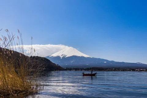 Beautiful View of Mount Fuji with cloud at kawaguchiko Japan Stock Photos