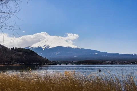 Beautiful View of Mount Fuji with cloud at kawaguchiko Japan Stock Photos
