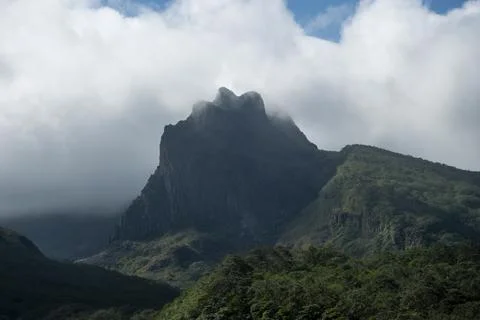Beautiful view of Mount Kelud under the cloudy sky, one of the active volca.. Stock Photos