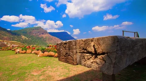 Beautiful view of mountain and clouds, time lapse Stock Footage 47454938