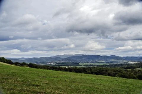 Beautiful view from the mountain, with impressive cloudscape and environment Stock Photos