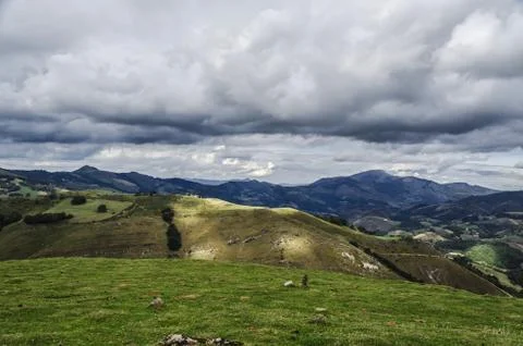 Beautiful view from the mountain, with impressive cloudscape and environment. Stock Photos