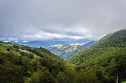 Beautiful view from the mountain, with impressive cloudscape and environment Stock Photos