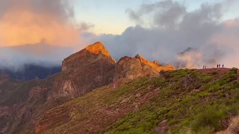 Beautiful view of mountain range and high mountain peaks on Madeira. Stock Footage 296753488