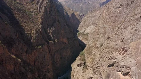 Beautiful view of the mountain river and high rocky gorge Stock-Footage 210187477