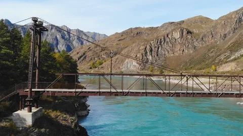 Beautiful view of the mountain river in the mountains and forests of Altai. Aeri 動画素材 119416416