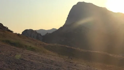 Beautiful view the mountain at sunset or sunrise Stock Footage 130438994