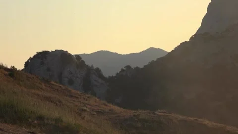 Beautiful view the mountain at sunset or sunrise Stock Footage 130438999