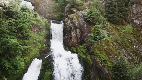 Beautiful view of the mountain waterfall. Stock Footage 252317407