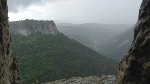 Beautiful View of mountains and clouds at Mangup Kale - Crimea , Russia Stock Footage 73765983
