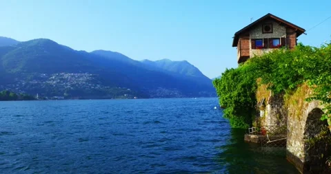 Beautiful view of the mountains at Lake Como Stock Footage 315616044