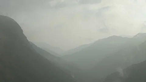 Beautiful view of the mountains in the mist Stock Footage 73634460