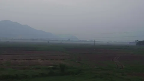 Beautiful view of the mountains in the mist in motion Stock Footage 73641043