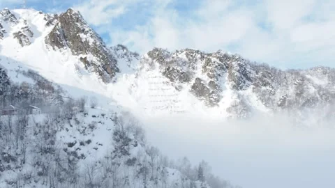 Beautiful view from the moving cabin of the ski lift at the ski resort Stock Footage 260468111